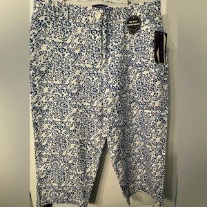 BOGO NWT Blue/white crop pants. Size 16 Cotton/ 2% spandex